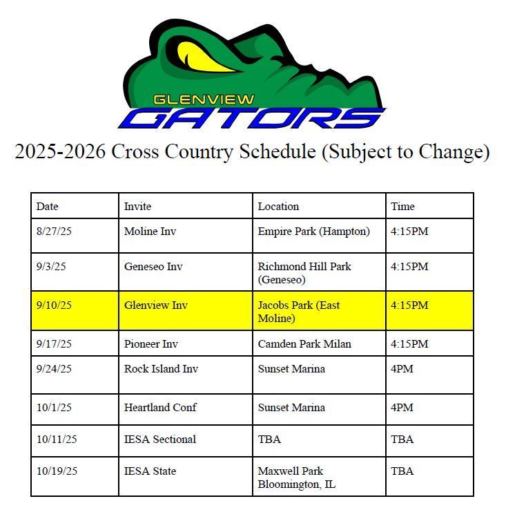 cross country schedule