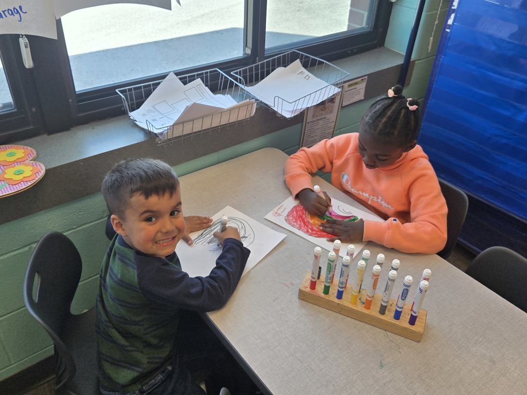 students coloring