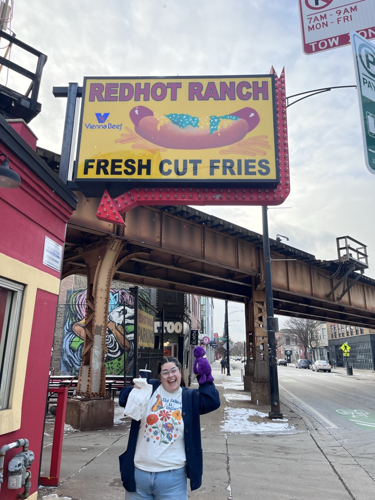 Petey eats a Chicago Hotdog 
