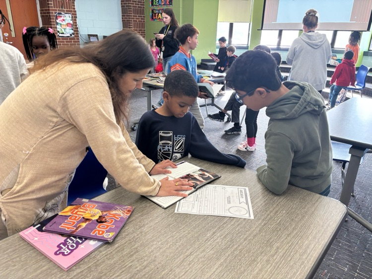 students reading together