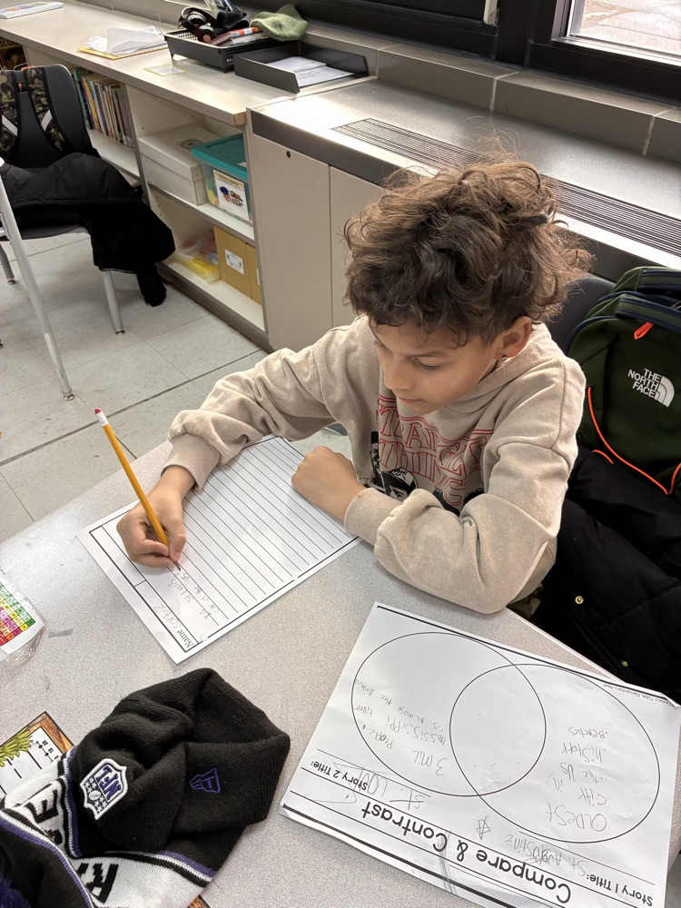 student completing the writing process