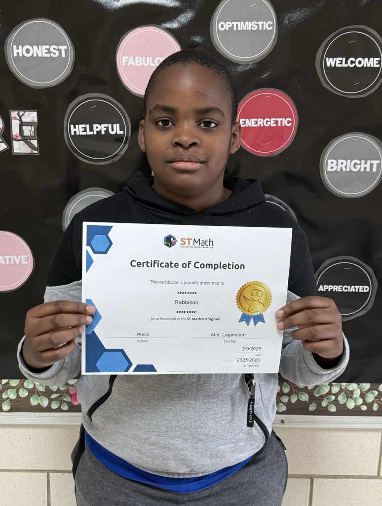 These students in Mrs. Lagerstam's class have finished ST Math. They are holding their certificate.