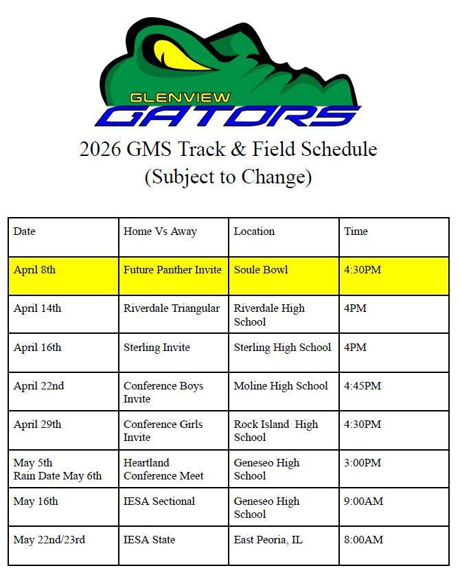 Track schedule