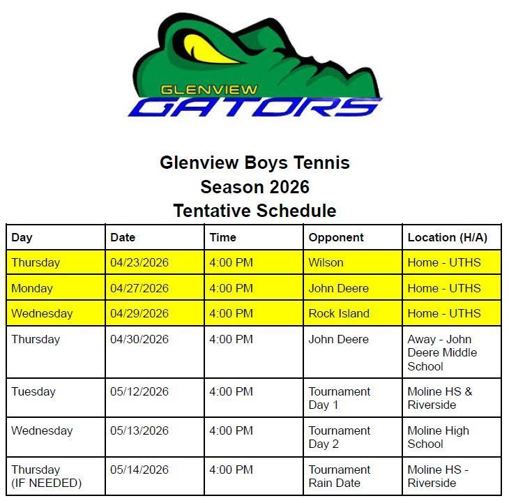 boys tennis schedule