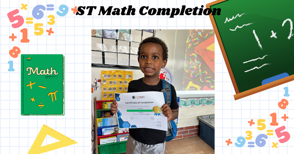 Wells Student showing their st math award.