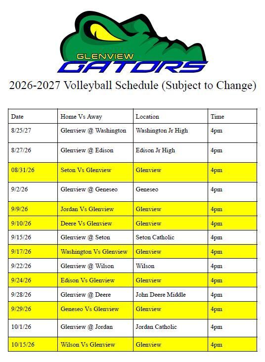 Volleyball Schedule