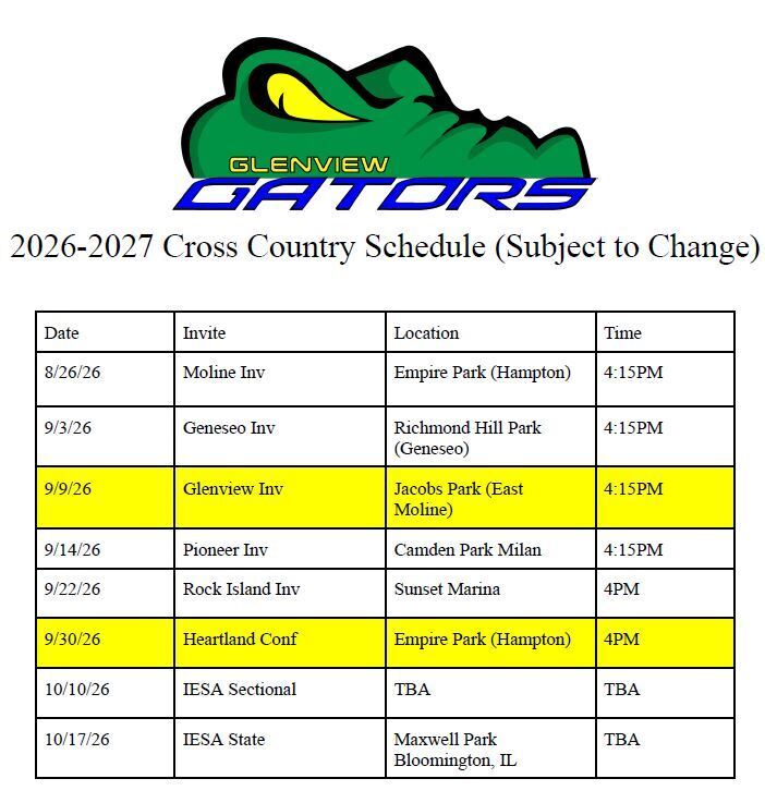 cross country schedule