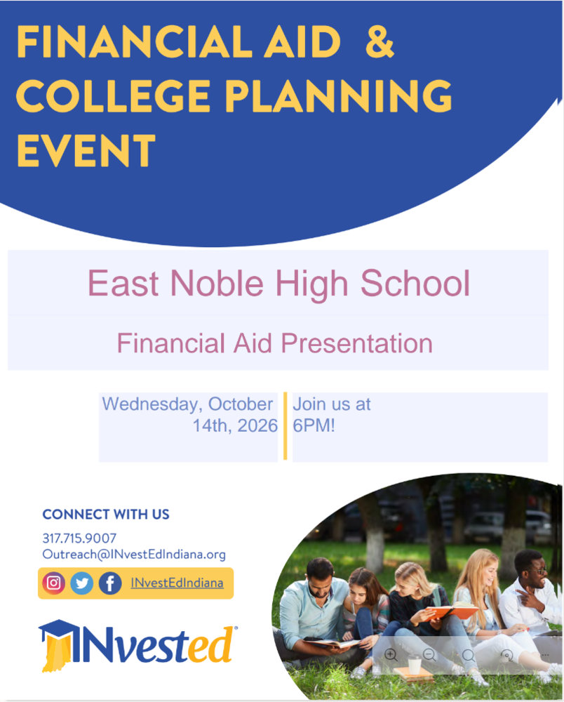 Financial Aid and College Planning Event for 12th grade families to be held on Wednesday, October 14 at 6pm in the high school cafeteria