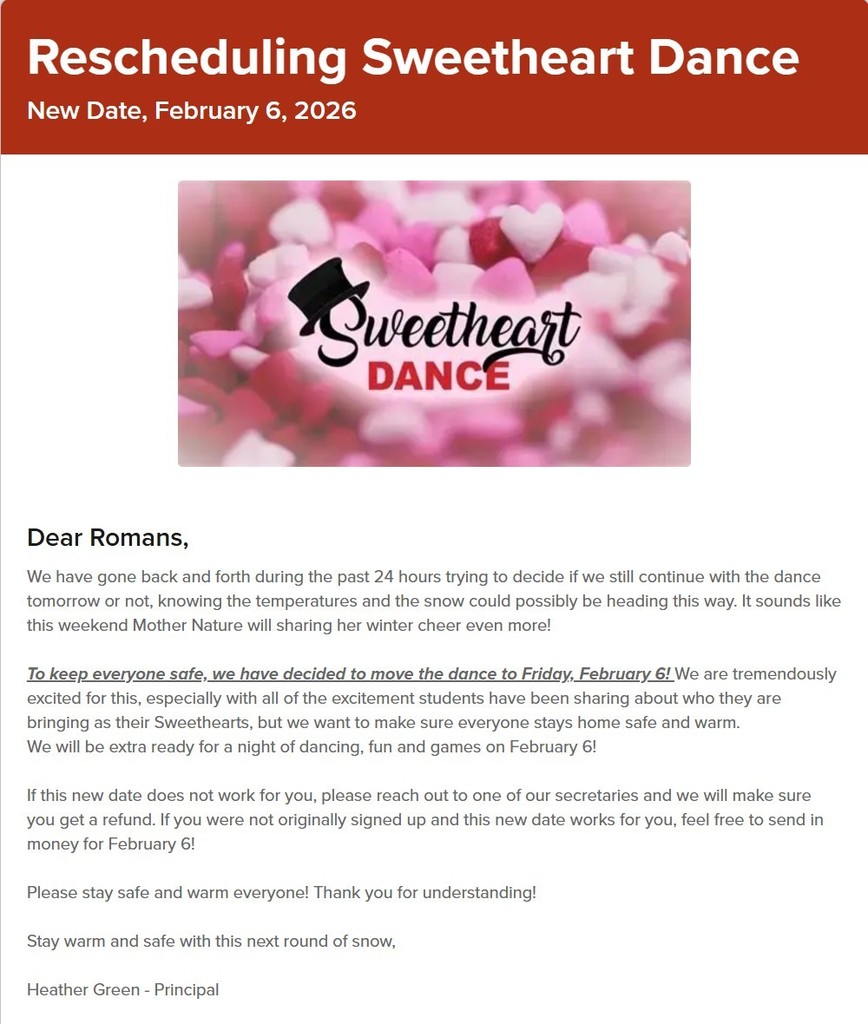 New date for Sweetheart dance