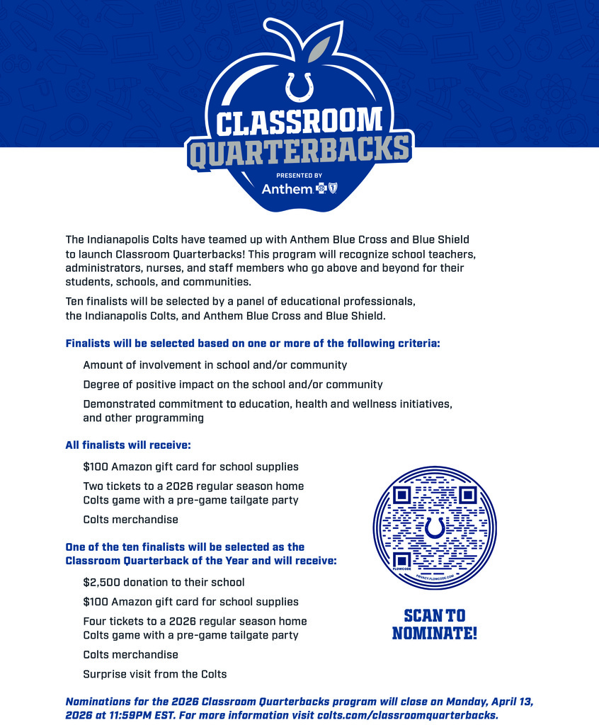 Anthem Colts Classroom QB Flyer_Scan to Nominate!