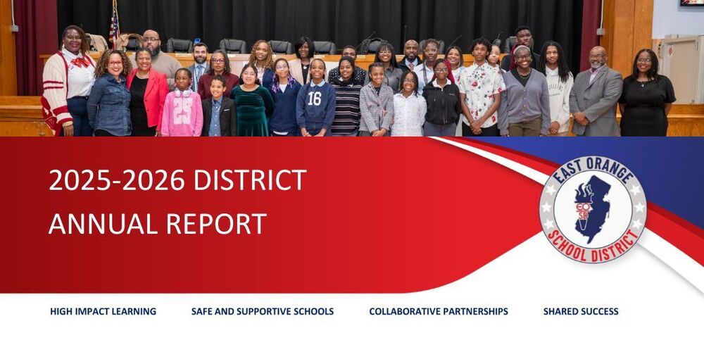 2025-2026 District Annual Report Cover - with students, staff and Board members