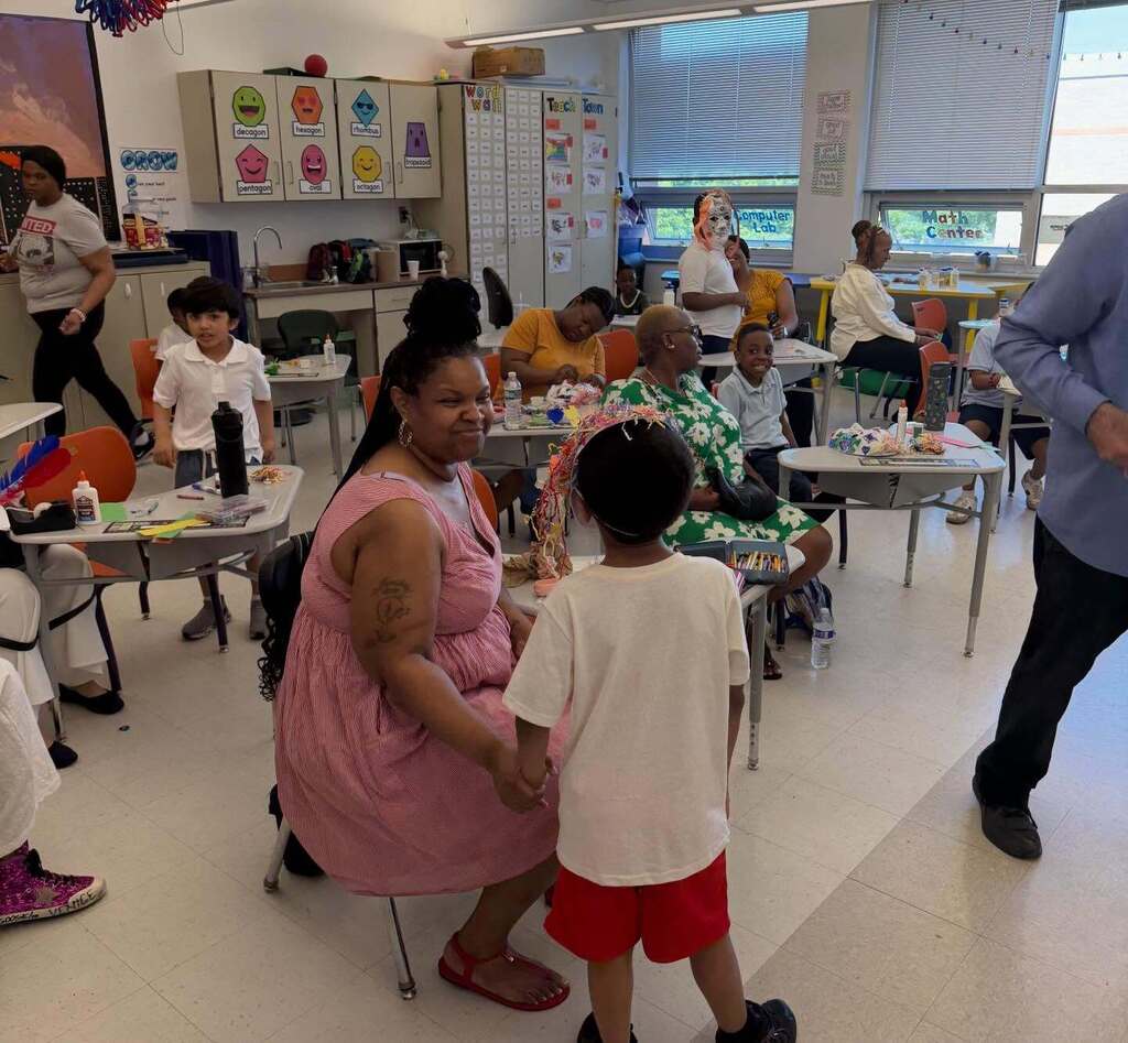 Mother and child in the classroom together