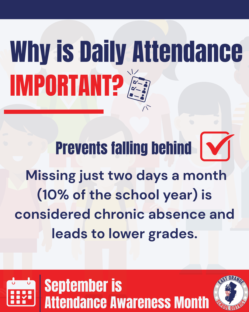 red, white, and navy blue. Attendance awareness graphic 2
