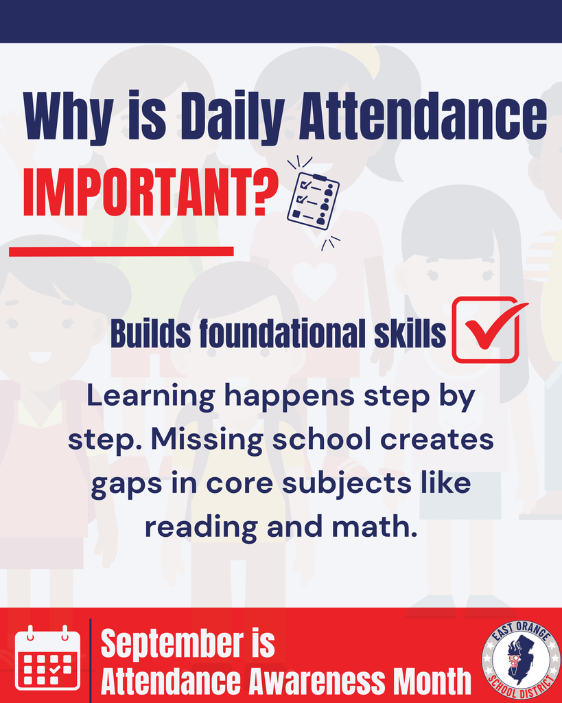 Navy, blue, and red. Why is daily attendance important : builds foundational skills