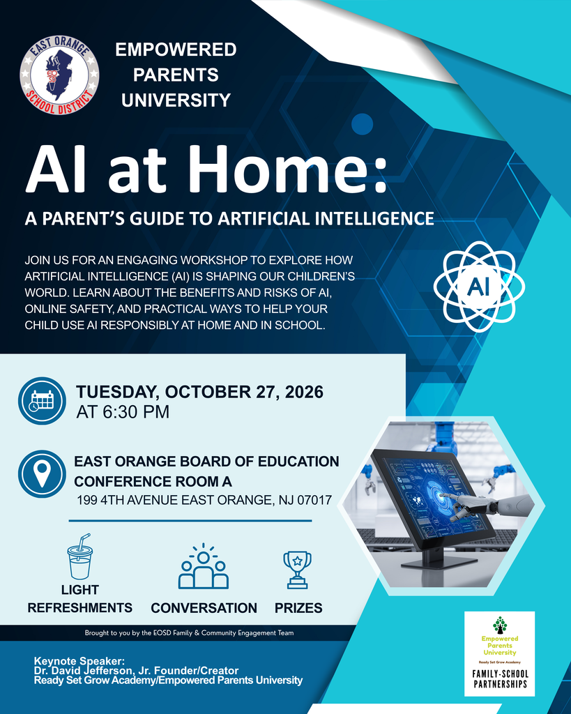 Empowered Parent University: AI workshop October 27, 2026 @ 6:30 pm at EOSD Board Of Education-English