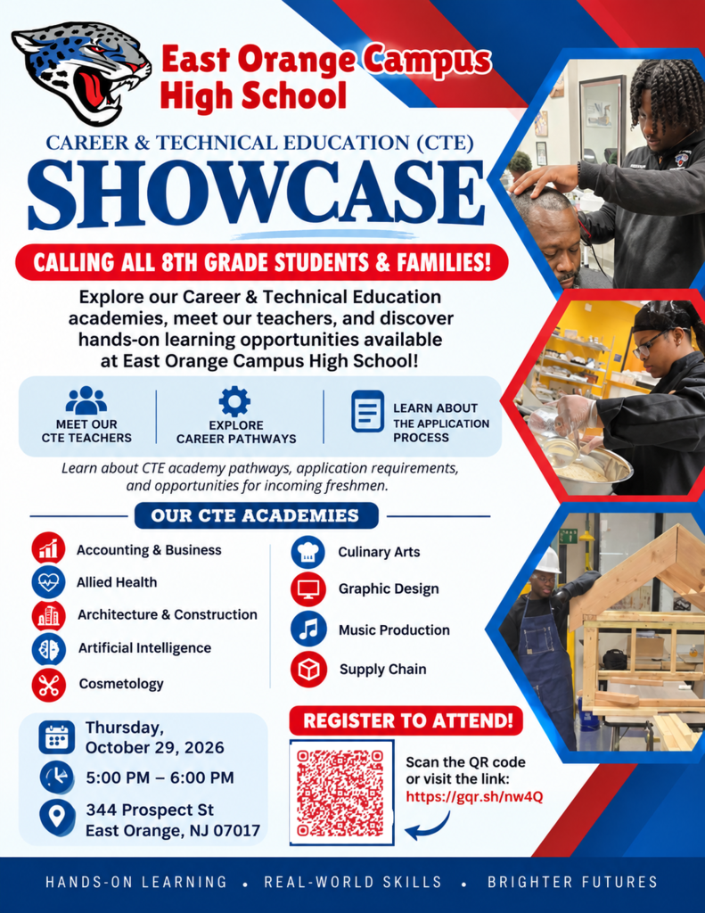 East Orange Campus High School Showcase October 29 at 5pm 344 prospect st, east orange, NJ, 07017