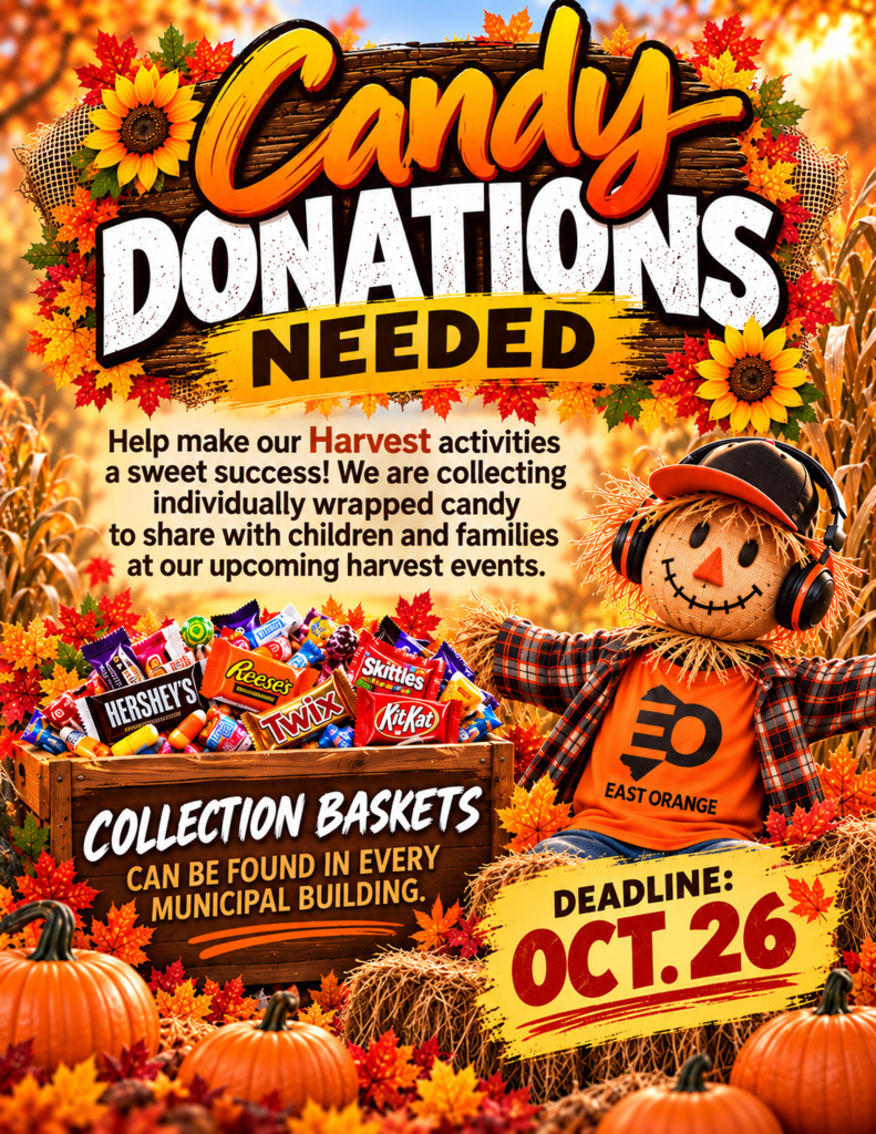 Donations needed, image of scarecrow with candy