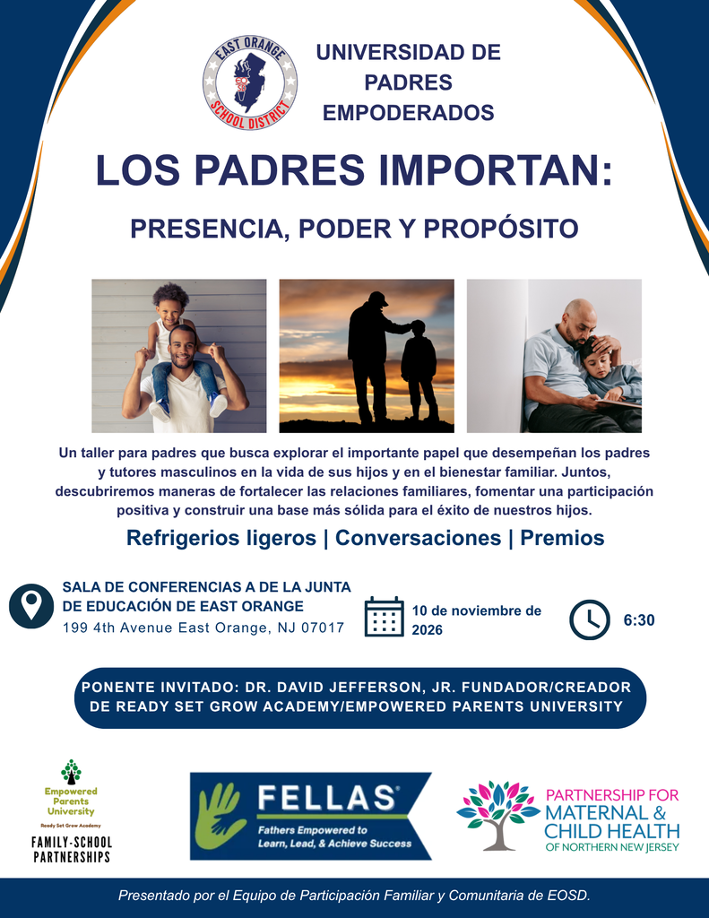 EPU Fathers Matter spanish translated November 10, 2026 at 6:30 pm white graphic with blue border