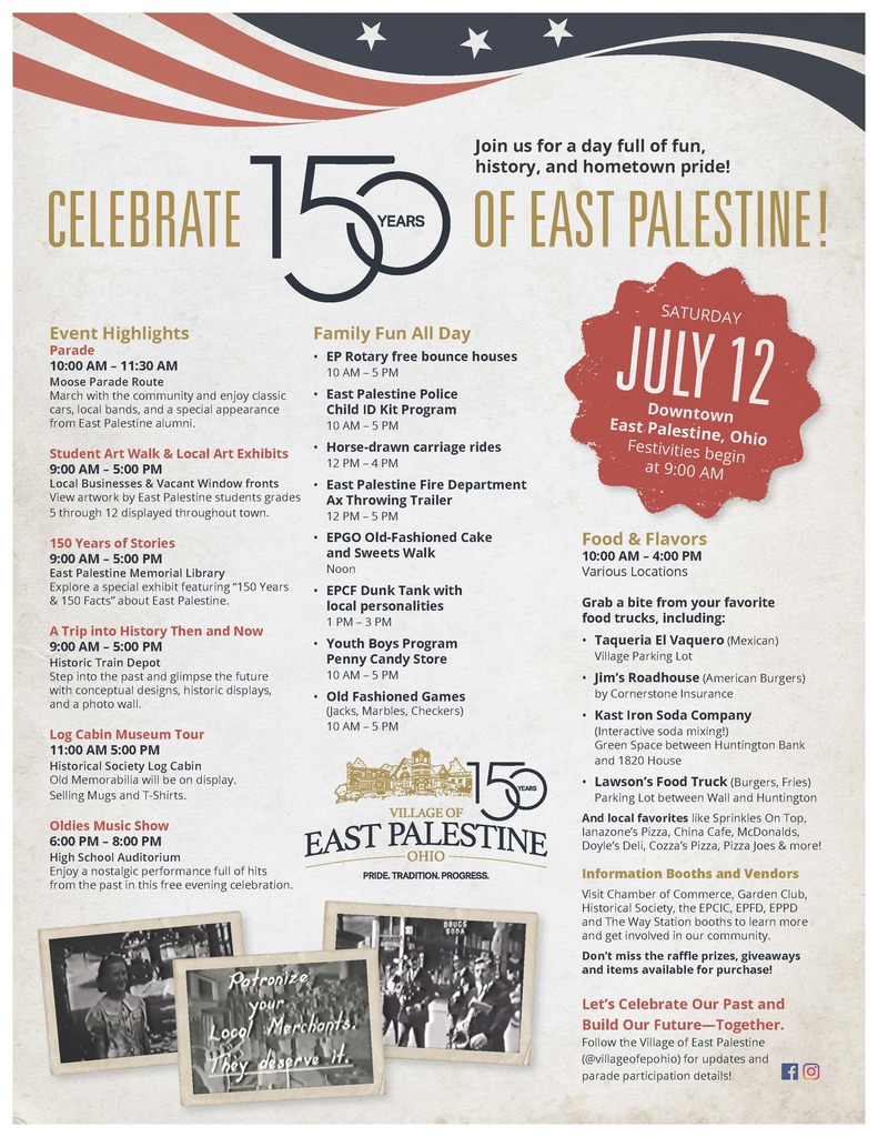 celebrate 150 years of East Palestine