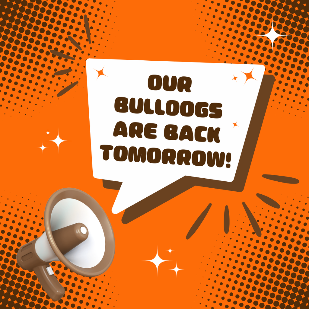 our bulldogs are back tomorrow