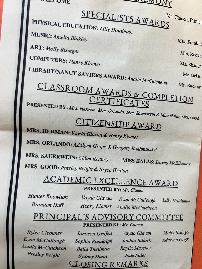 4th grade awards