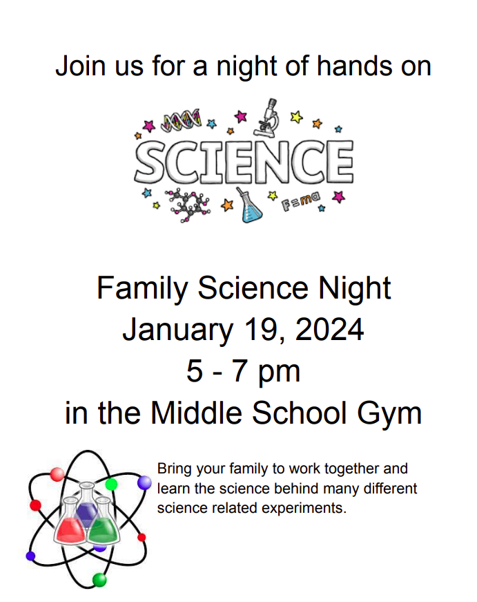 EPMS Science Night Flyer for January 19