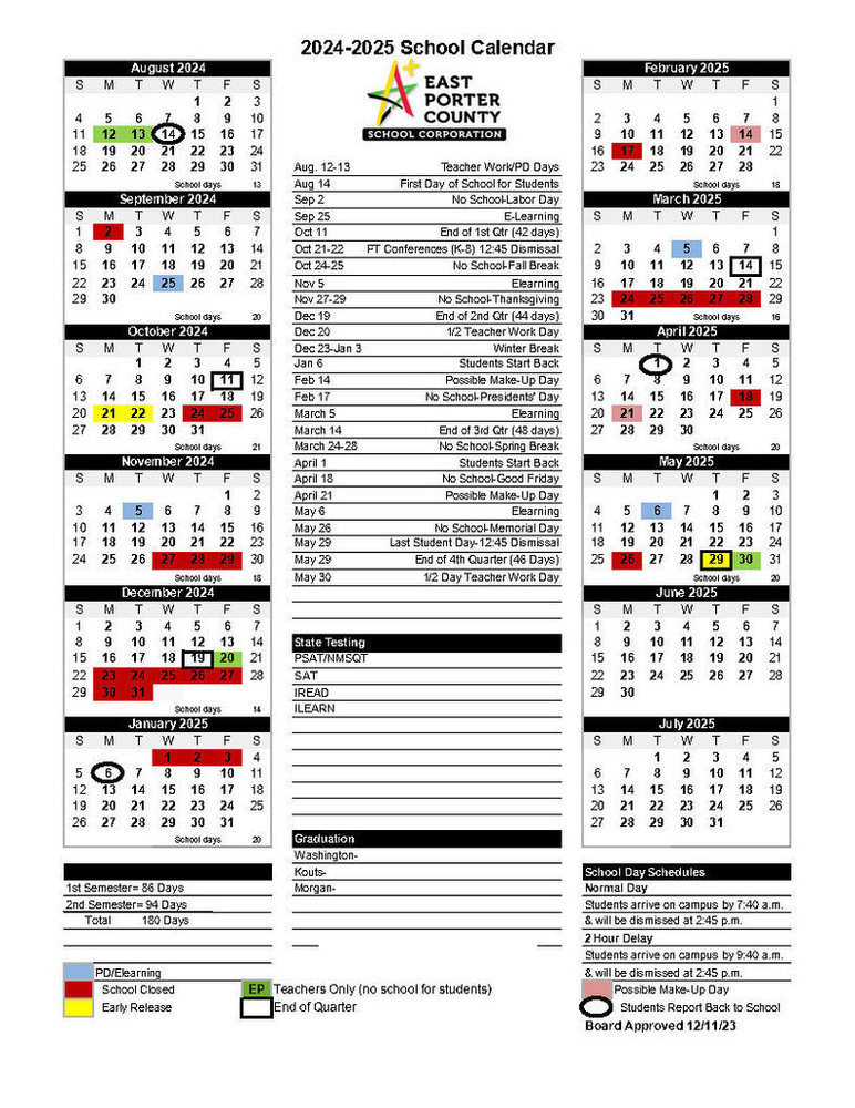 2024 2025 EPCSC School Calendar Released Washington Twp Middle High