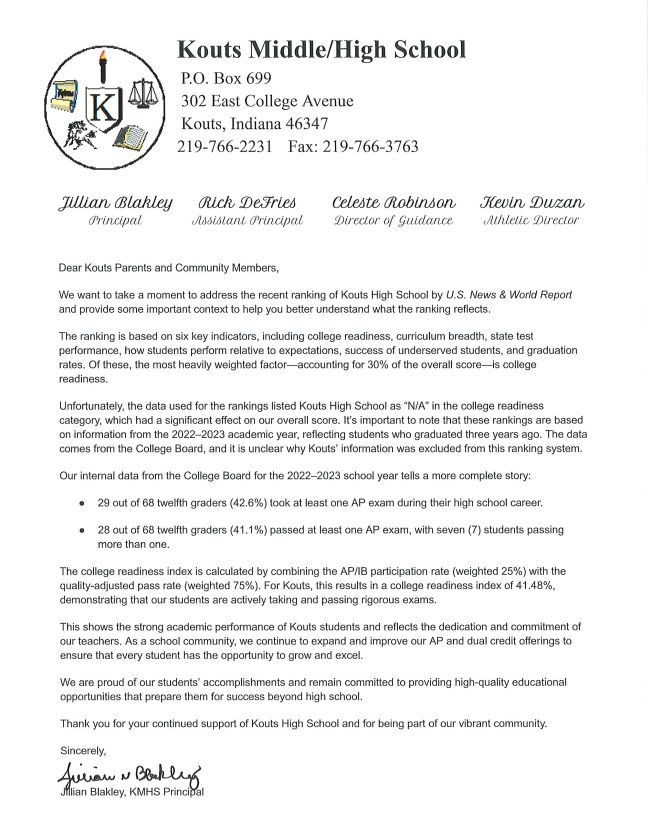 to Kouts Parents and Community Members