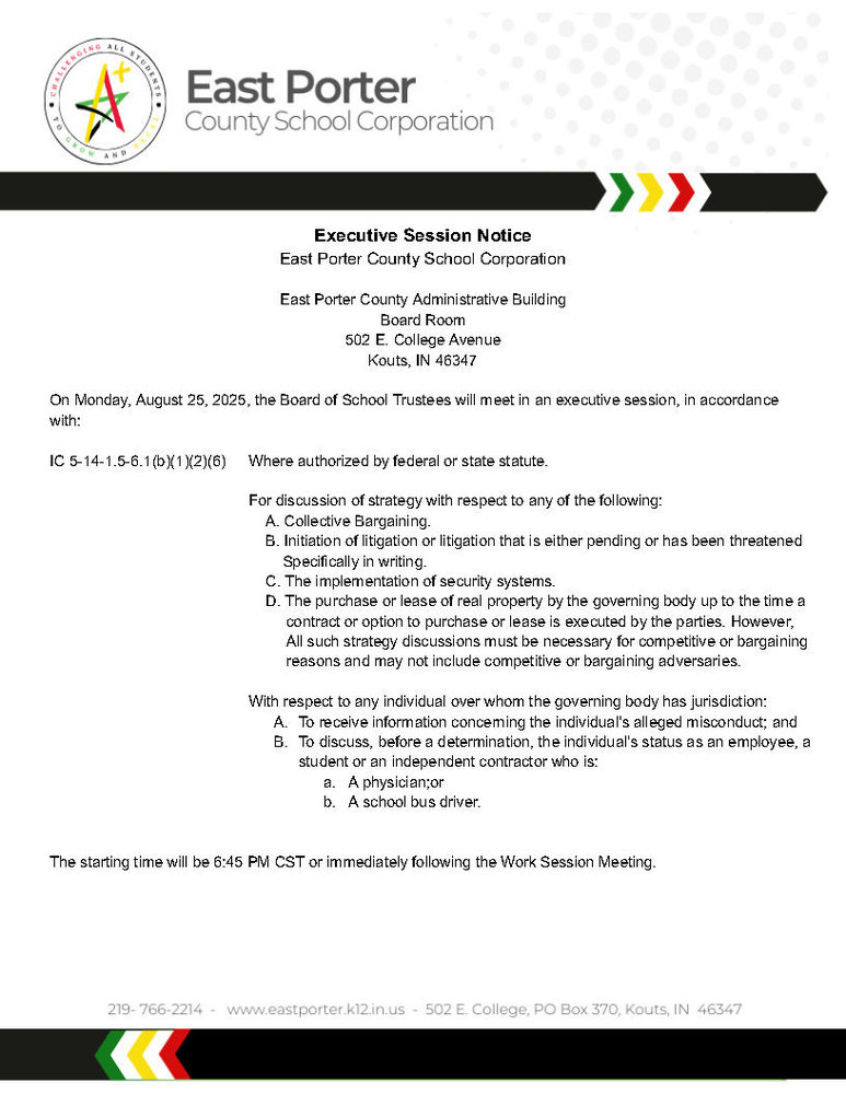 Notice of Executive Hearing