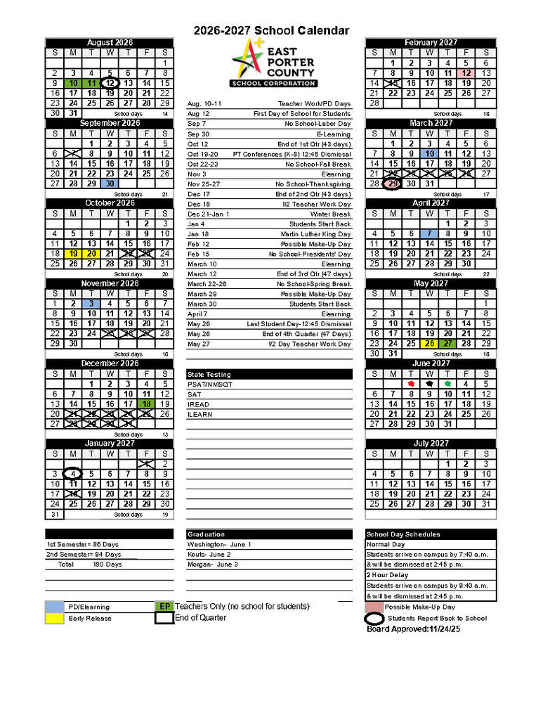2026/2027 School Calendar