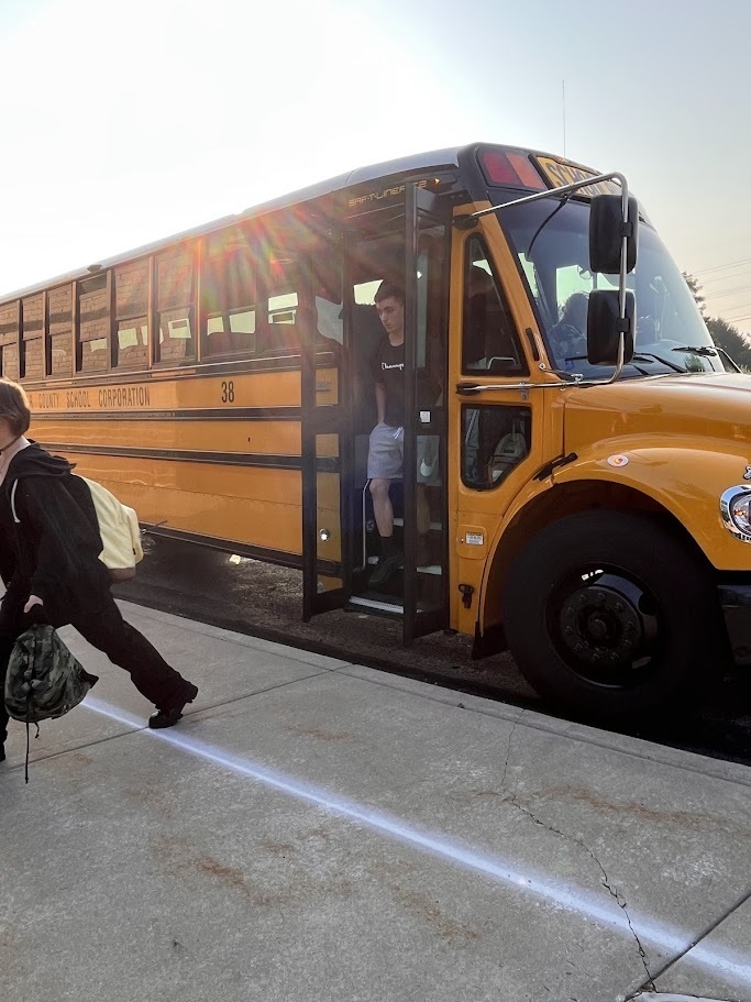 Students leaving bus