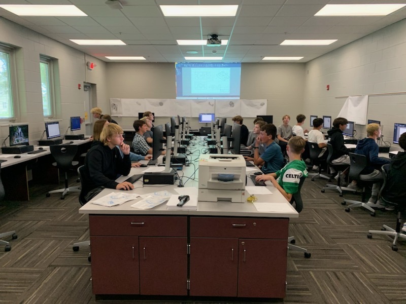 Students in new computer lab