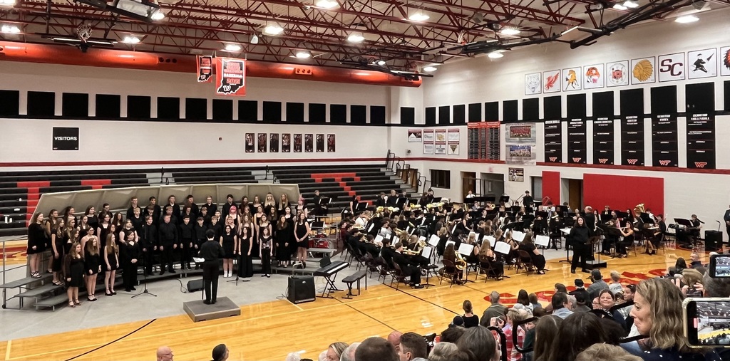 all bands and choirs together