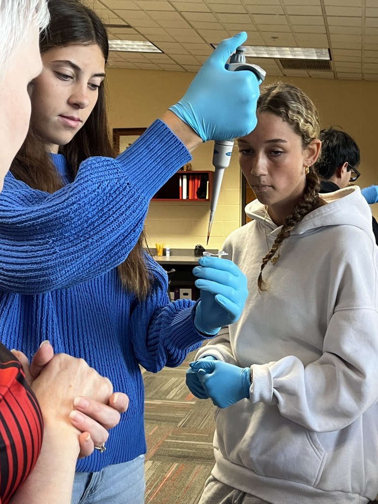Secondary students working with biomed lab