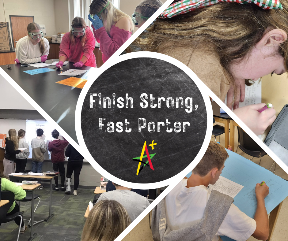 Finish Strong with pictures of students doing school work