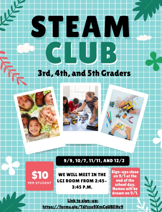 STEAM club registration information page