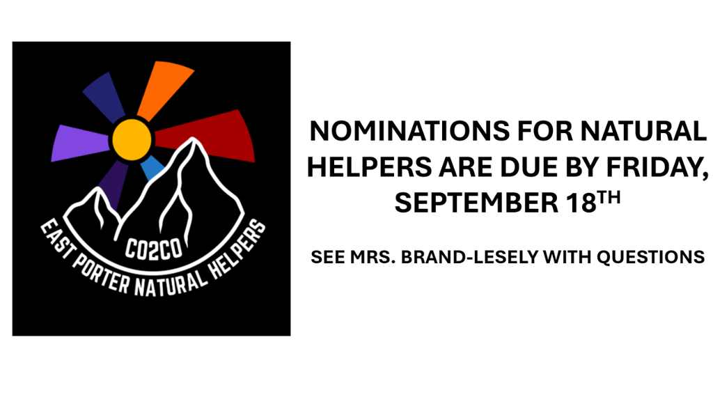 Natural Helpers Nominations Due By Friday, September 18th