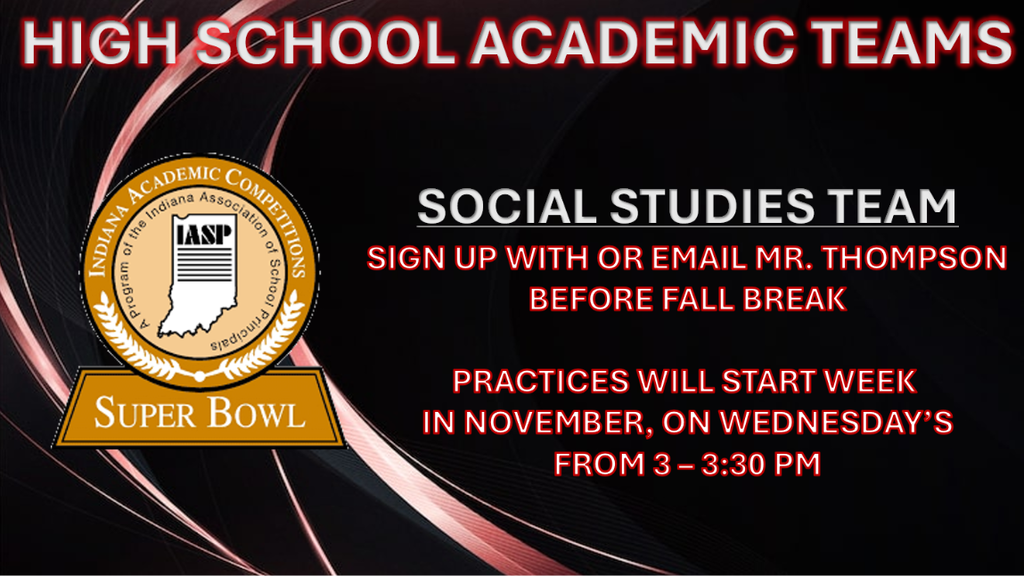 High School Social Studies Academic Team Call Out