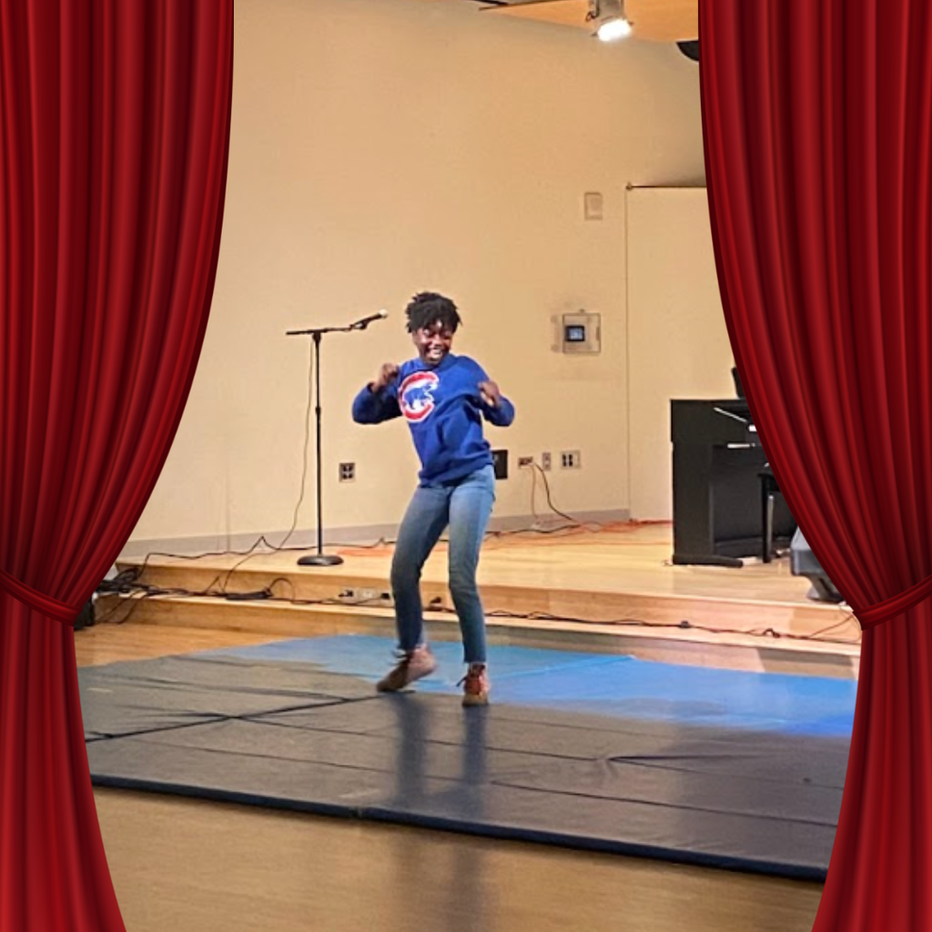 students on stage for talent show