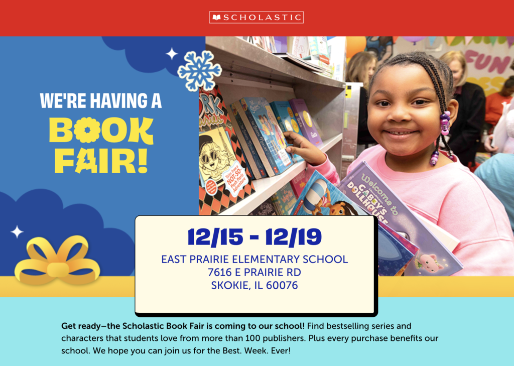 Scholastic Book Fair 12/15/-12/19 at East Prairie School 