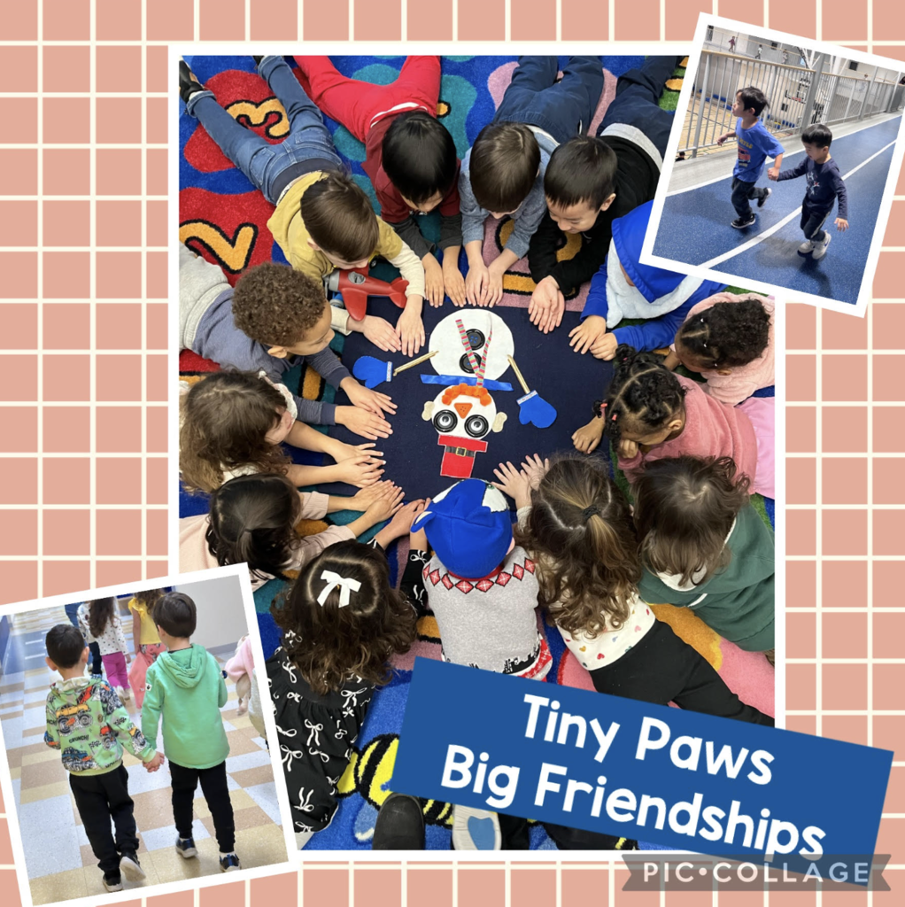 Picture of our smallest panthers, prek kids being friends together and holding hands