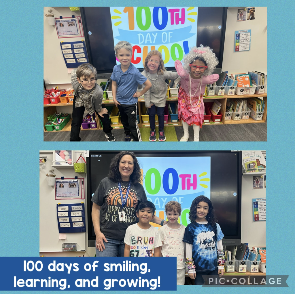 100 days of school picture of kids and teacher
