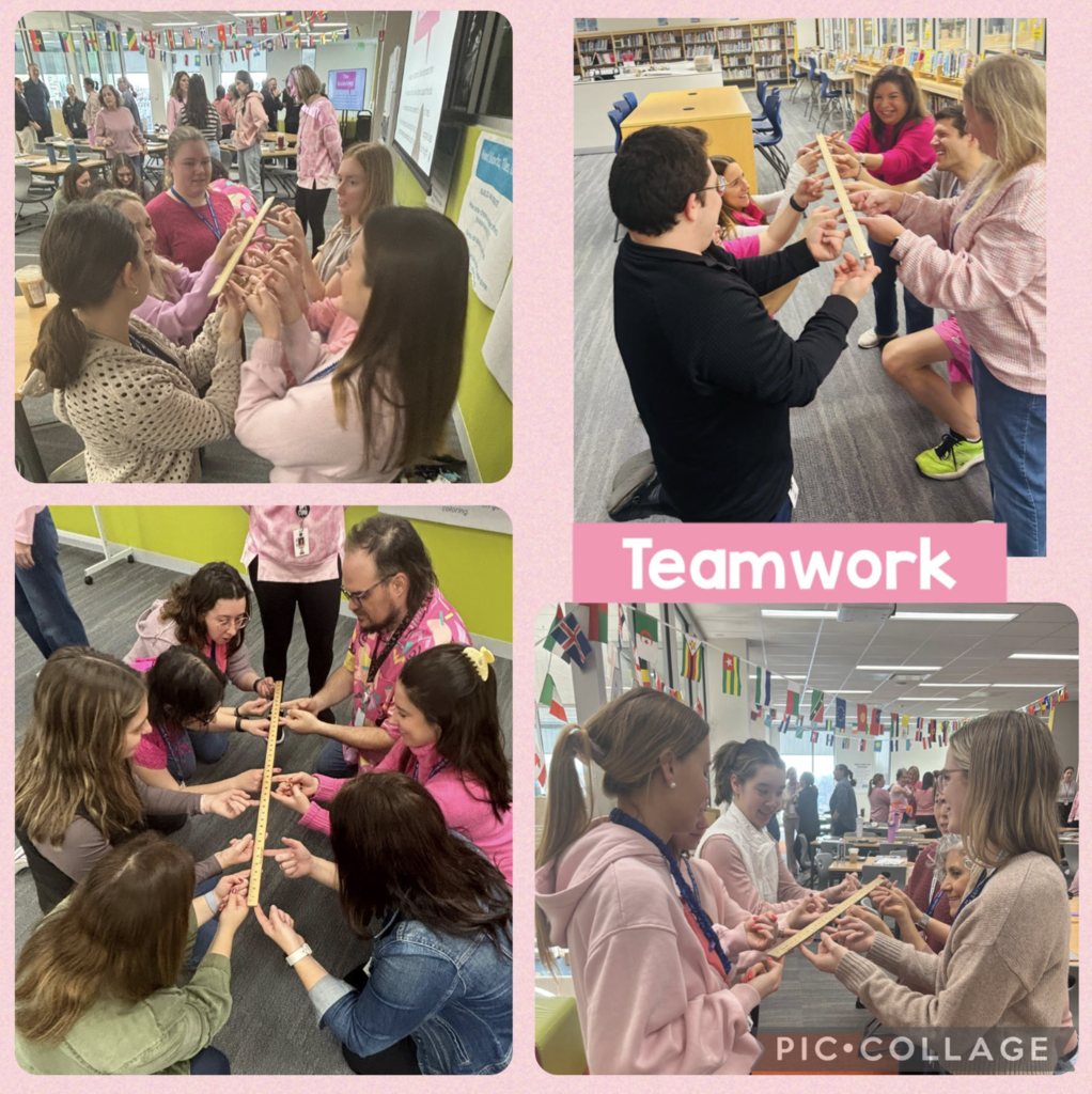 picture of teachers working together on a team builder
