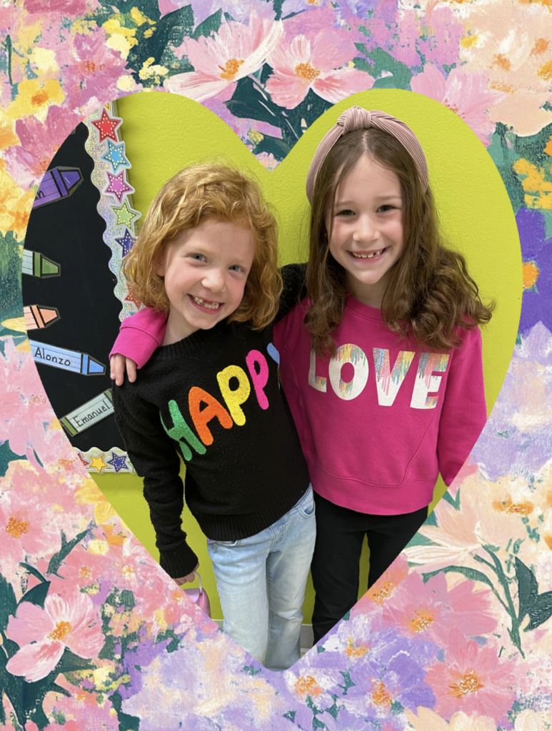 cute picture of two friends wearing cute sweatshirts