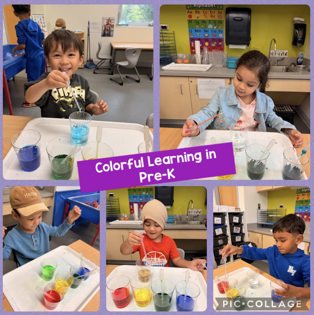 preK kiddos mixing paints