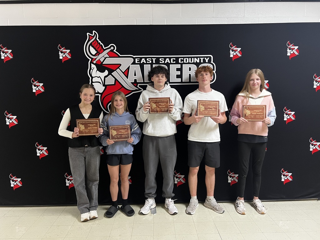 students of the month Hadley Meister, Makena Liechty, Gage Shull, Joe Hayes, Paisley Petersen, and not pictured is Kallie Crotty
