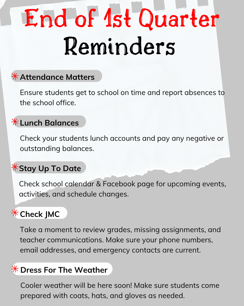 end of 1st quarter reminders