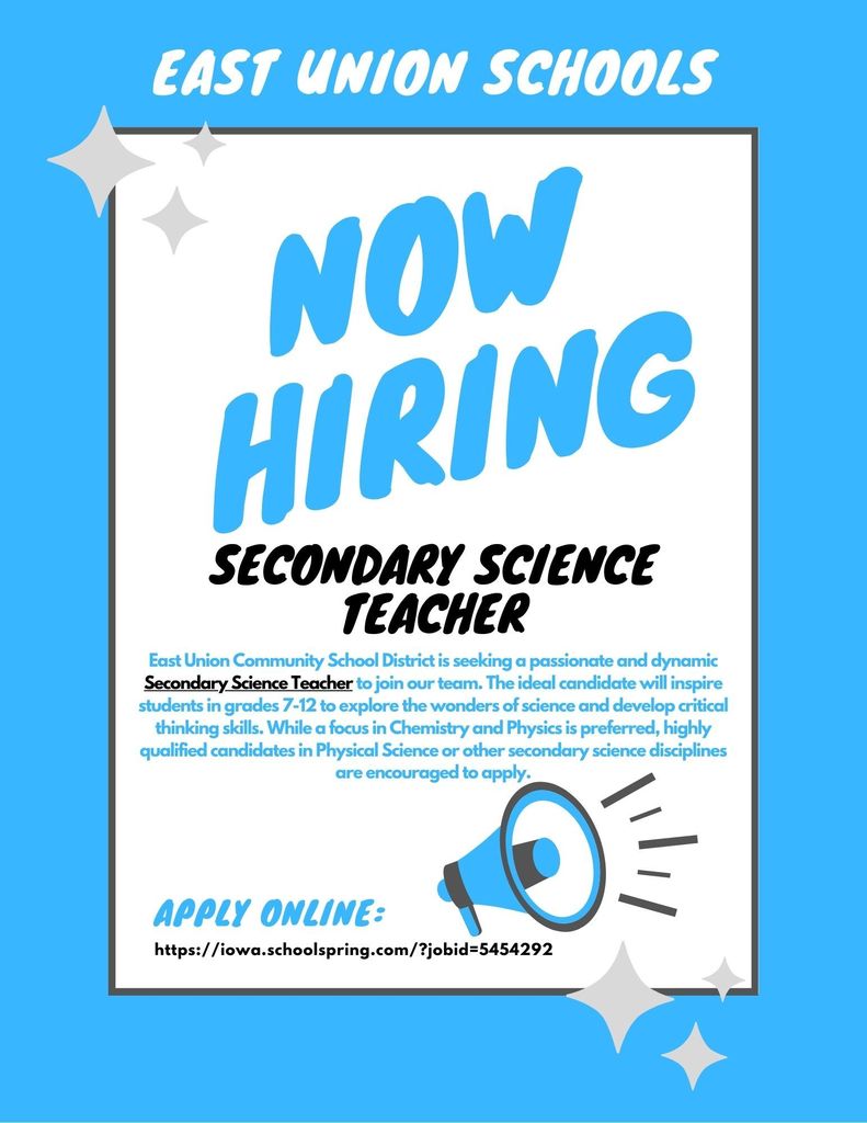 East Union Schools Hiring Secondary Science Teacher