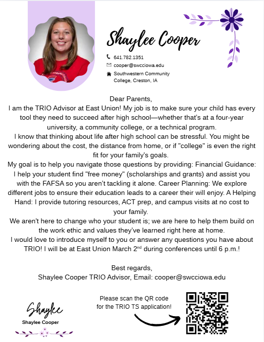 TRIO Rep during Conferences March 2nd!