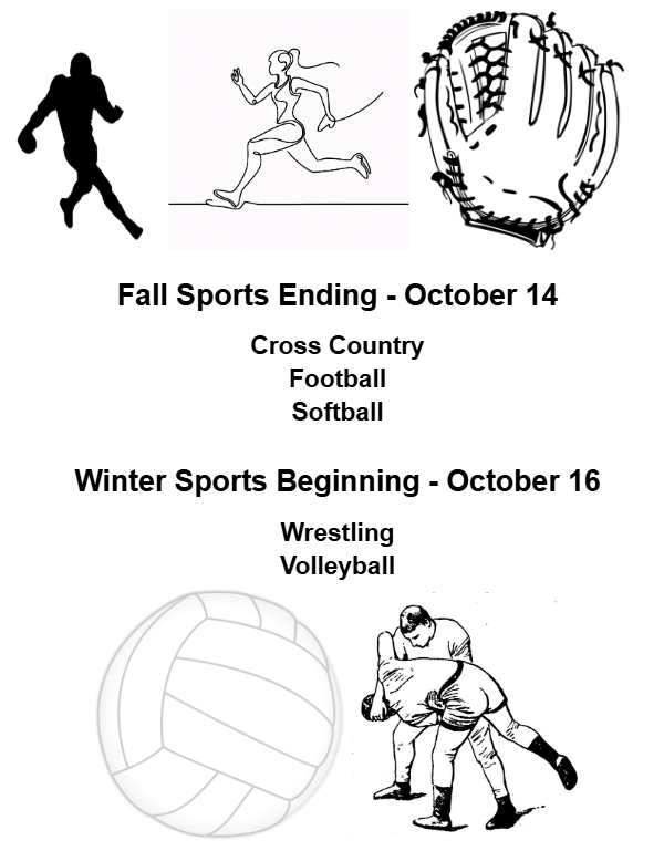 2025/26 East Valley Middle School - Fall Sports ending Oct 14 - Cross Country, Football, Softball - Winter Sports beginning Oct 16 - Wrestling, Volleyball